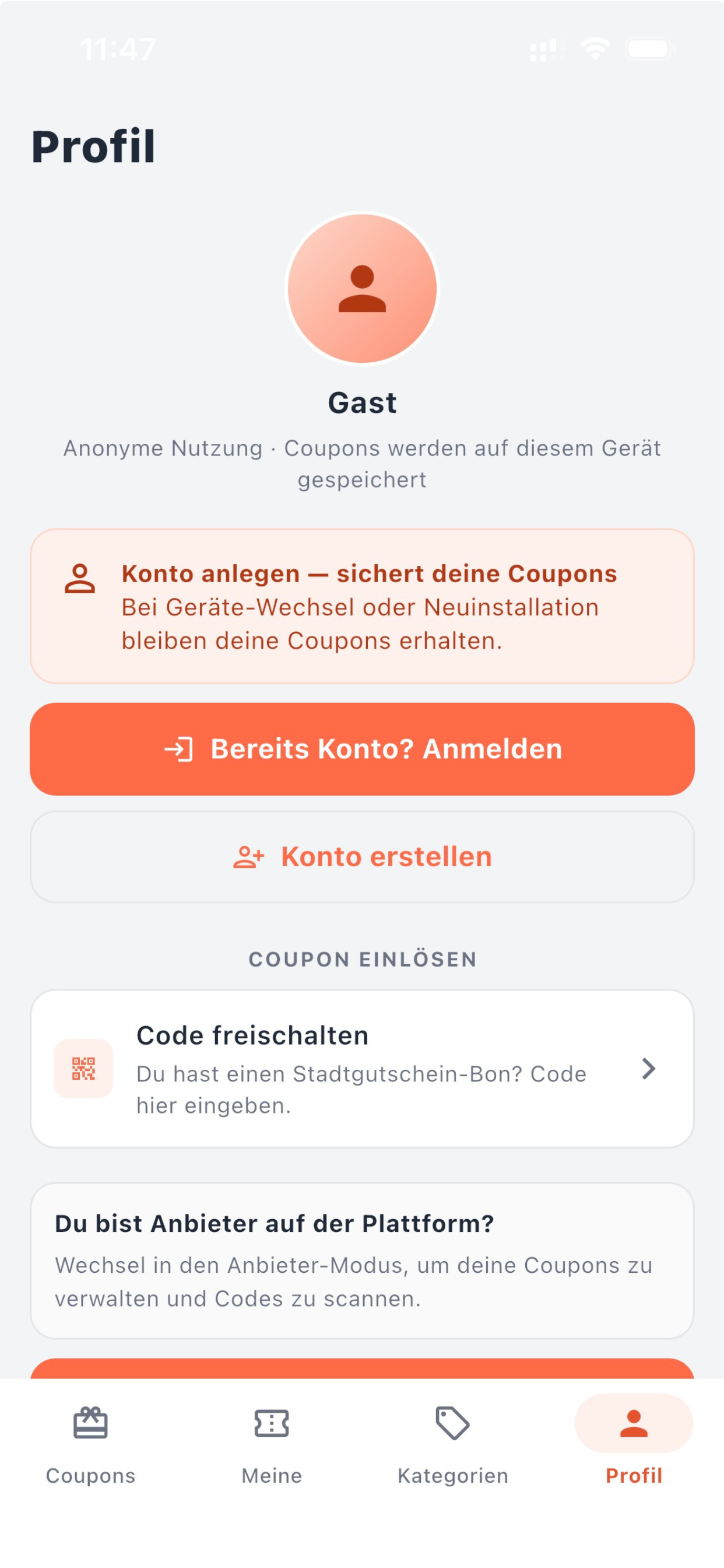 Profil-Bereich