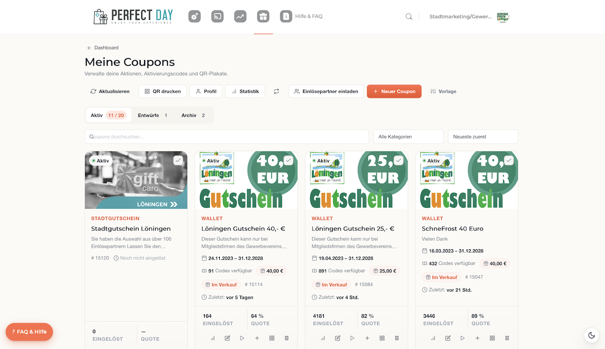 Plattform-Backend mit Verkaufsstatistik pro Veranstaltung — Aktiv-Status, verkaufte Tickets, Auszahlungsbetrag